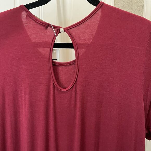 Lainab Burgundy Maroon Jumpsuit Jumper Drawstring Waist Short Sleeve Womens 2XL - Picture 6 of 11
